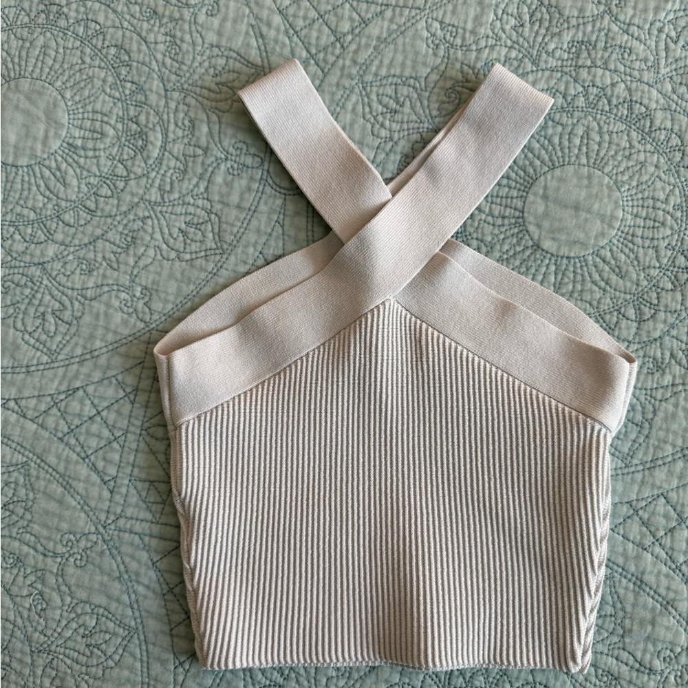 Babaton sculpt knit cross crop top size XS